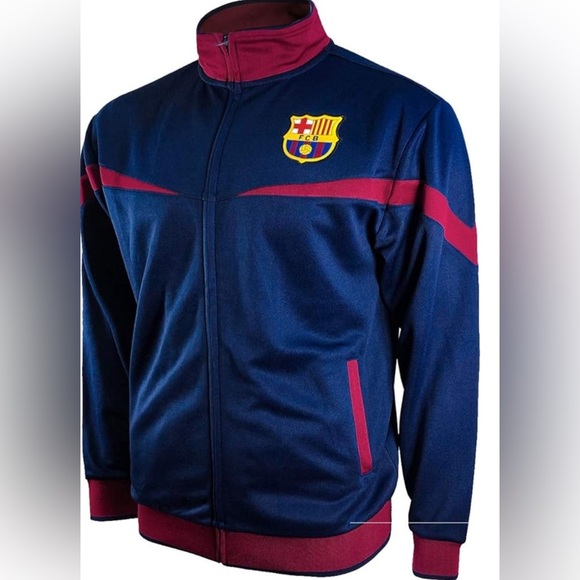 NWT FC Barcelona Large FCB Barca Full Zip Jacket Men's Sz M Blue Soccer Futbol - Picture 1 of 7